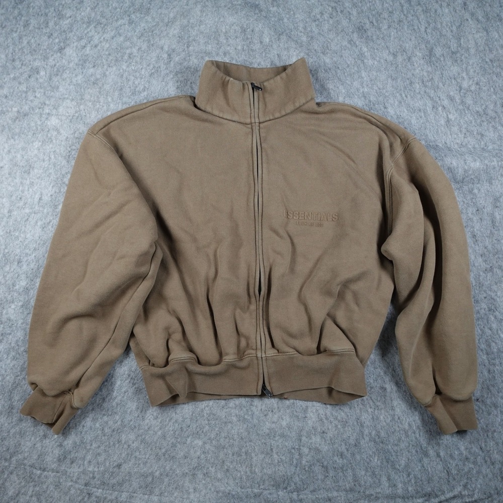 Fear of God Essentials Jacket Women Extra Small Brown Full Zip Mock Neck Crop